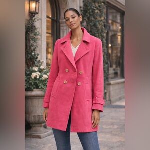 Banana Republic Fuchsia Double-Breasted Trench Coat. Size M.